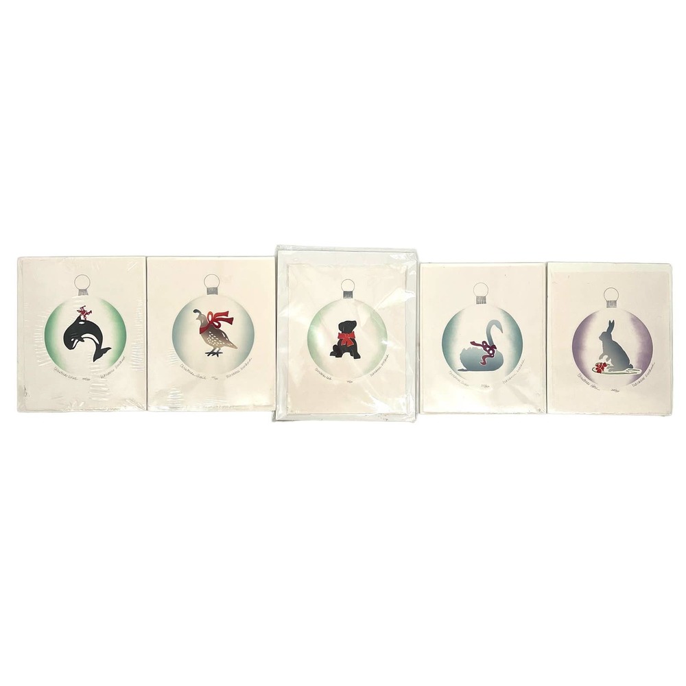 Marianne Wieland Set of 5 Art Prints Christmas Ornaments Alaska Art Artist Dogs